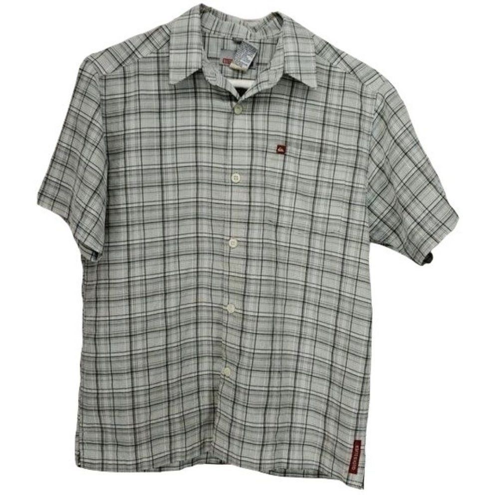 QuikSilver Boys Plaid Button Down Short Sleeve Shirt Size Medium